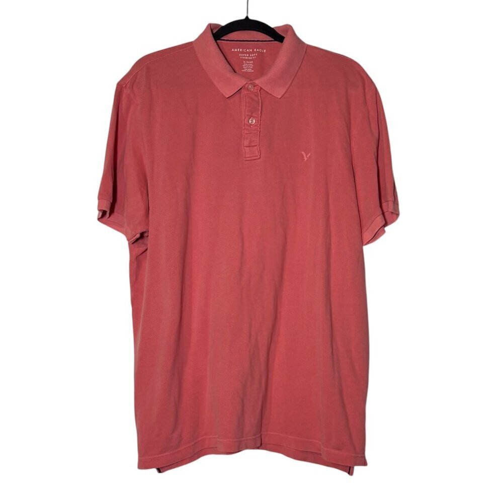 American Eagle SUPER SOFT Polo Shirt Salmon Size XL NWT Garment Dye